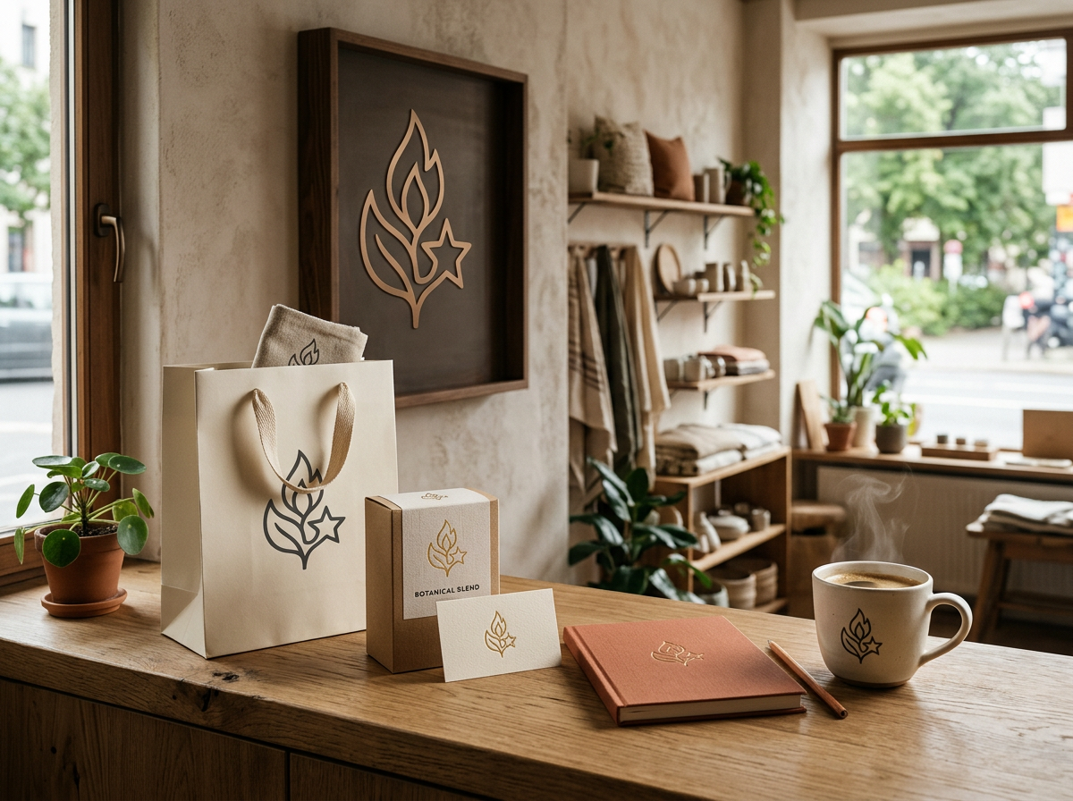 A small business using a logo in multiple items